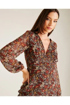 Dusty Pink Cut Out Back Floral Midi Dress | Chocolate -Liquosmi Store RHnCr03g 12059