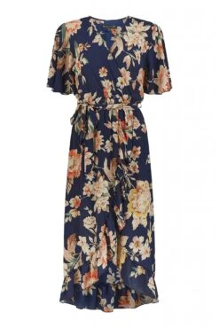 Mela London Navy Winter Floral Wrap Midi Dress -Liquosmi Store RJ0gEPMd 13513