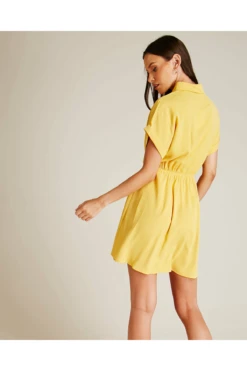 Dusty Pink Tie Up Front Swing Dress | Yellow -Liquosmi Store RPshPW6G 12209