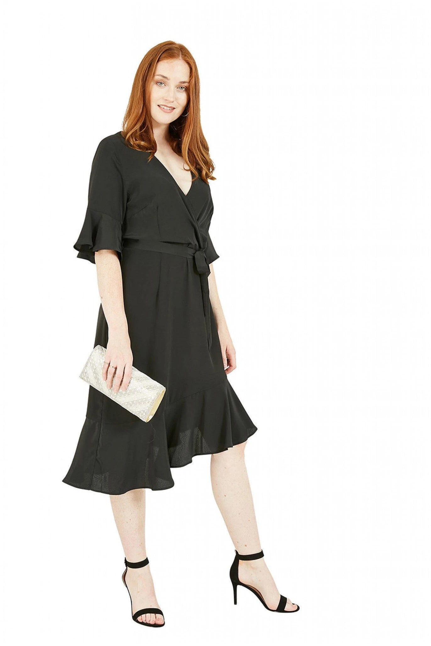 Mela London Black Wrap Dropped Sleeve Dress 4 Mela London Black Wrap Dropped Sleeve Dress - Image 4