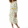 Liquorish Yellow Floral Midi Shirt Dress In White With Belt