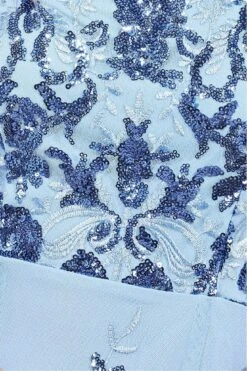 Goddiva Bardot Sequin & Lace High Low Midi - Powderblue -Liquosmi Store SRDC7fZG 14625