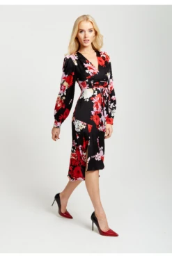 Liquorish Rose Print Midi Lace Up Dress In Red And Pink 8 Liquorish Rose Print Midi Lace Up Dress In Red And Pink -Liquosmi Store TDMzV9yA 13896