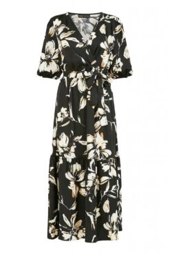Mela London Black Floral Wrap Midi Dress -Liquosmi Store TbwNLZfm 13932