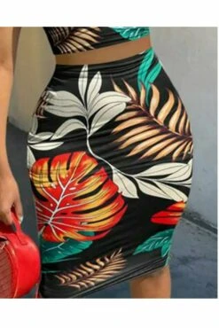 De La Creme Fashions Tropical Print Tank Top & Skirt Set -Liquosmi Store TyslYq6X 11632