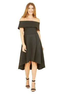Mela London Black Bardot Dipped Hem Dress -Liquosmi Store UFSzLcxV 14758