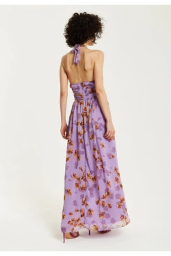Liquorish Purple Floral Halter Neck Dress -Liquosmi Store UmMnDDgE 15637