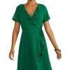 Yumi Green Frill Wrap Dress