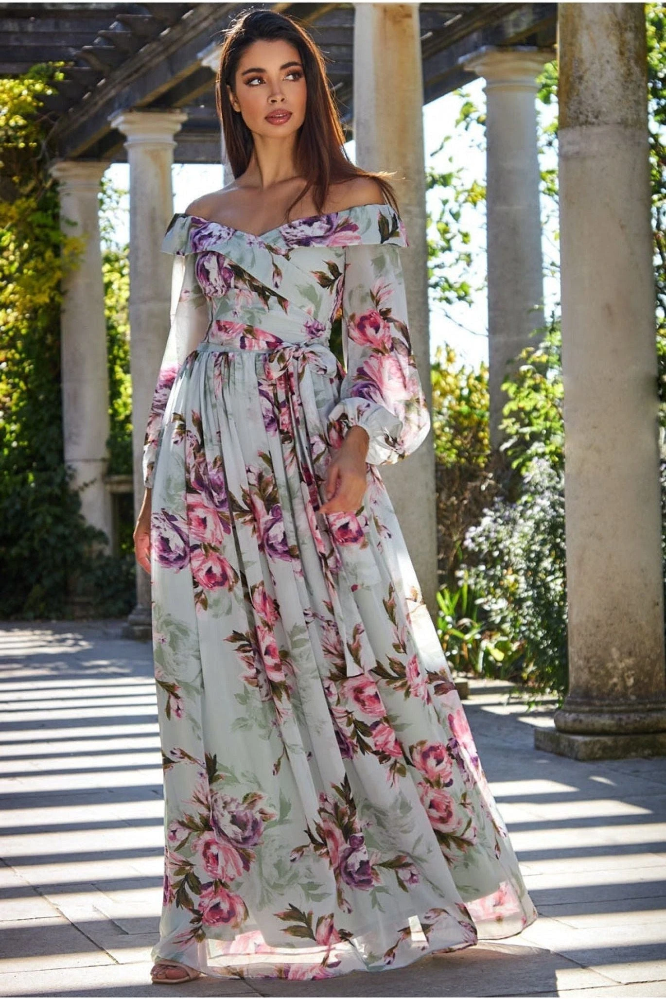 Goddiva Drop Shoulder Wrap Maxi Dress - Sage Green 1 Goddiva Drop Shoulder Wrap Maxi Dress - Sage Green