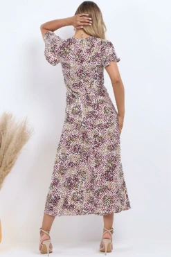 Lilura London Wrap Front Split Leg Maxi Dress In White Multi -Liquosmi Store VuNKEO3O 10617