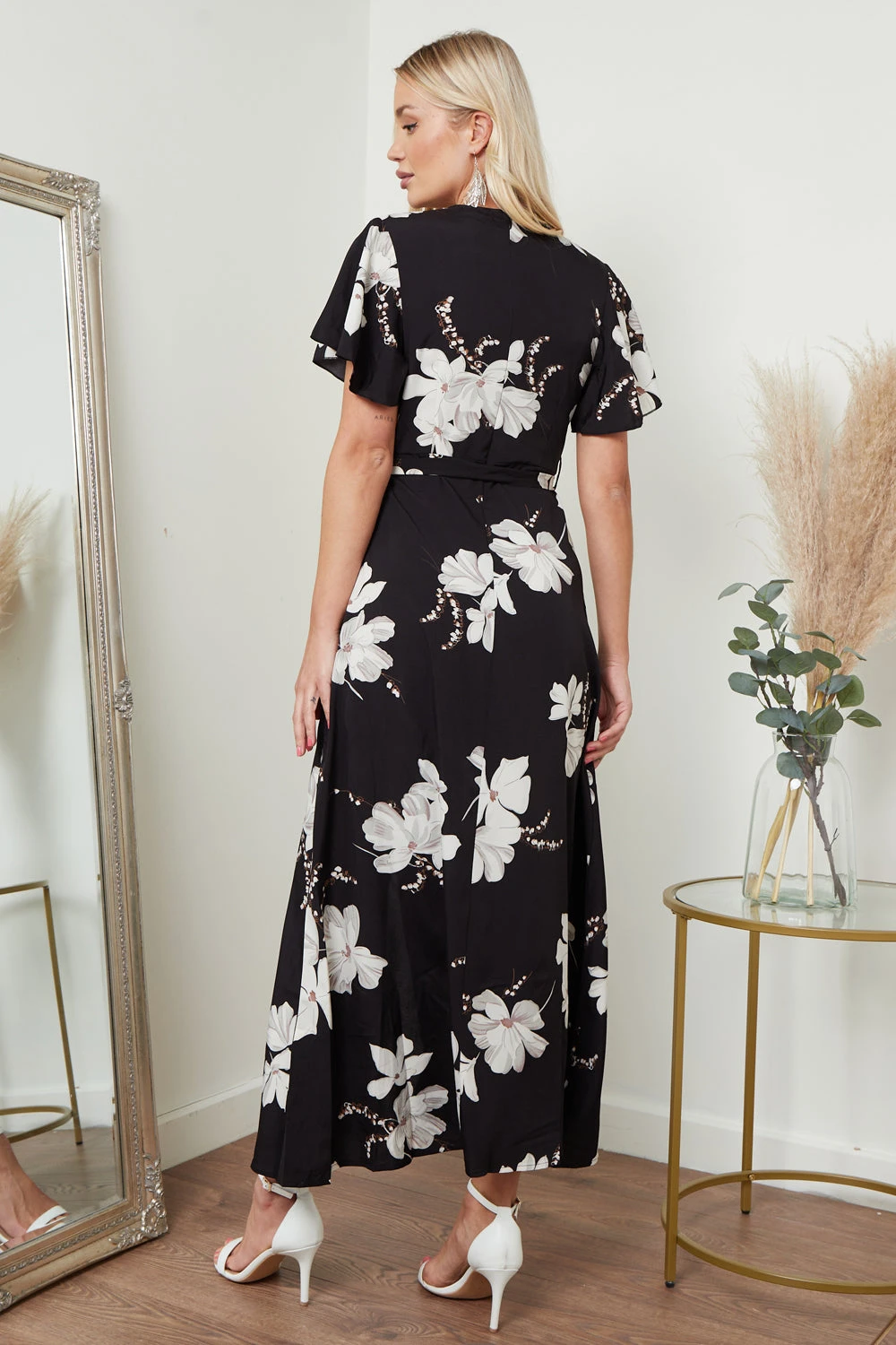 Lilura London Wrap Front Maxi Dress In Black Floral Print 2 Lilura London Wrap Front Maxi Dress In Black Floral Print - Image 2
