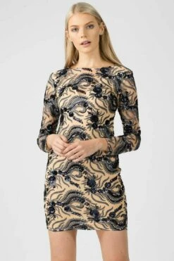 Aftershock London Sequin Long Sleeve Bodycon Dress -Liquosmi Store X2csSmWo 7483