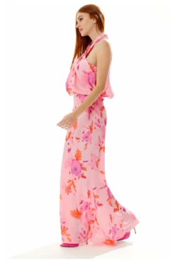 Liquorish Halter Maxi Floral Print Dress In Pink -Liquosmi Store XSaOPLrP 10751