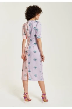 Liquorish Lilac And Pink Floral Knot Front Midi Dress -Liquosmi Store XomwR6r4 15642