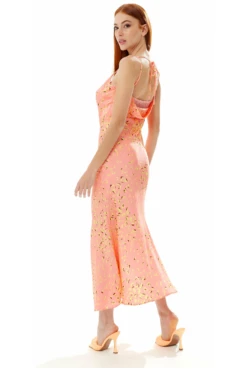 Liquorish Cowl Neck Abstract Animal Print Dress In Peach -Liquosmi Store XywuyLkF 10781