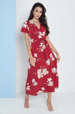 Lilura London Wrap Front Maxi Dress In Red Floral Print -Liquosmi Store YEIZ5M3m 15705
