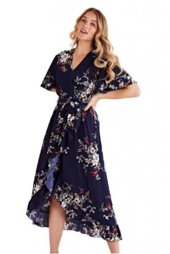 Mela London Dipped Hem Wrap Dress