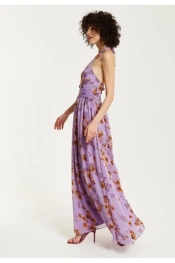 Liquorish Purple Floral Halter Neck Dress -Liquosmi Store aXkNNxUe 15637