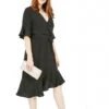 Mela London Black Wrap Dropped Sleeve Dress