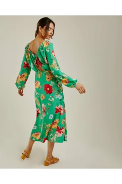 Dusty Pink Floral Chiffon Maxi Dress | Green -Liquosmi Store bJOVNcyy 11530