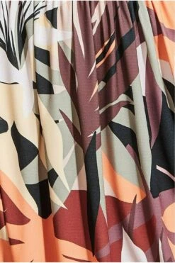 Goddiva Leaf Print Midi With Flutter Sleeves - Brown Print -Liquosmi Store bJdsUaMO 11468