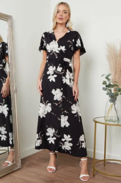 Lilura London Wrap Front Maxi Dress In Black Floral Print 7 Lilura London Wrap Front Maxi Dress In Black Floral Print -Liquosmi Store bZslp4zq 15687