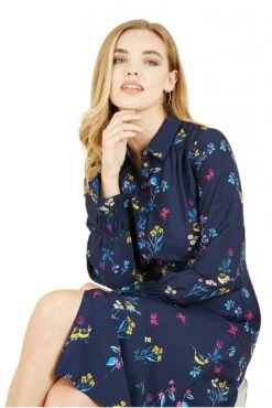 Yumi Recycled Navy Bird Print Shirt Dress -Liquosmi Store cV26mSJu 14474