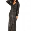 Mela London Black Sequin Wrap Maxi Dress