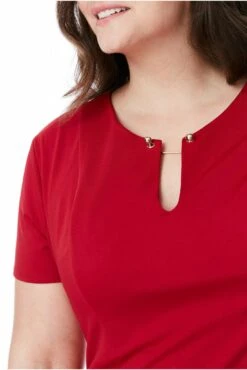 Goddiva Plus Fitted Midi Dress With Metal Bar Detail - Wine -Liquosmi Store dB2ezPsN 6507