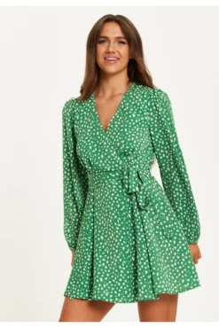 Liquorish Animal Print Mini Wrap Dress