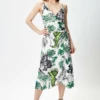 Liquorish Bird And Floral Print Midi Wrap Dress
