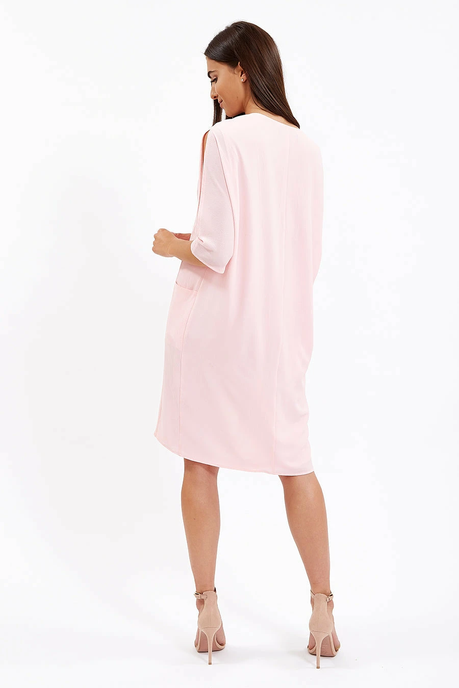 Liquorish Pink Relaxed Fit Midi Dress With Pockets 4 Liquorish Pink Relaxed Fit Midi Dress With Pockets - Image 4