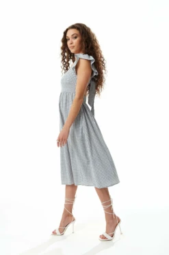 Liquorish Cut Out Back Midi Dress In Blue And Cream Gingham 7 Liquorish Cut Out Back Midi Dress In Blue And Cream Gingham -Liquosmi Store gaapWFvx 10075