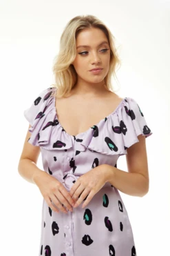 Liquorish Belted Midi Dress Off Shoulder Sleeves In Lilac -Liquosmi Store gsibA26e 8875