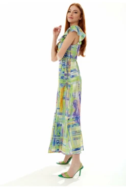 Liquorish Abstract Print Maxi Wrap Dress In Sage And Purple -Liquosmi Store hIct4tZD 10776