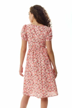 Liquorish Pink Floral Midi Dress With Trim Lace Details -Liquosmi Store hUjOhtkx 10456