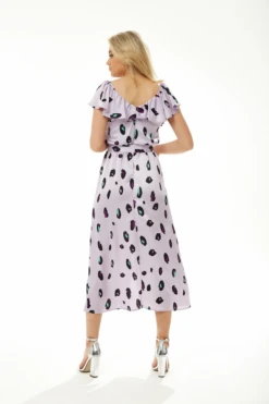 Liquorish Belted Midi Dress Off Shoulder Sleeves In Lilac -Liquosmi Store hza9jHyl 8875