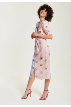 Liquorish Lilac And Pink Floral Knot Front Midi Dress -Liquosmi Store iJ58TC6W 15642