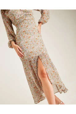 Dusty Pink Cut Out Back Floral Midi Dress | White -Liquosmi Store iWIiS1Mj 12060