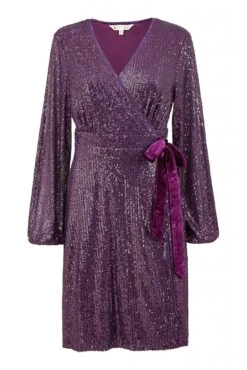 Yumi Purple Sequin Wrap Dress With Velvet Tie -Liquosmi Store ilESmYrB 13946