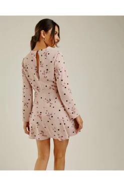 Dusty Pink Printed Polka Dot Swing Dress | Pink -Liquosmi Store jBR98tkQ 11567