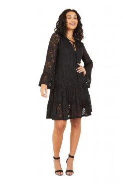 Mela London Black Lace Smock Dress