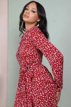 Lilura London Button Front Belted Midi Dress In Red Floral 10 Lilura London Button Front Belted Midi Dress In Red Floral -Liquosmi Store kAcGD46F 10581