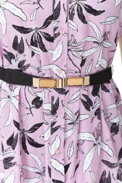 Liquorish Floral Print Button Up Midi Dress In Lilac -Liquosmi Store kGJdvPeS 15555