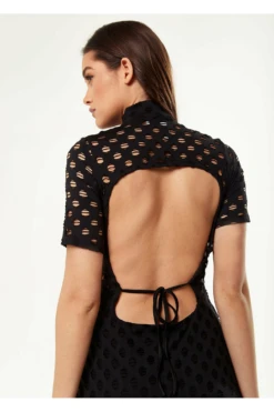 Liquorish Midi Dress High Neck Open Back Detail Black -Liquosmi Store kRQHRB4u 8998