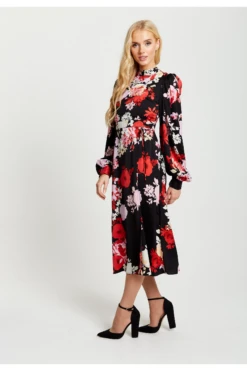 Liquorish Rose Print Midi Wrap Dress With Open Back Detail -Liquosmi Store kjHQnd3g 13005