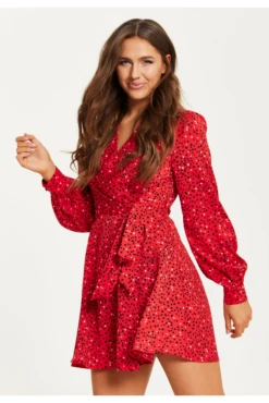 Liquorish Heart Print Mini Wrap Dress -Liquosmi Store kuevS7IO 14954
