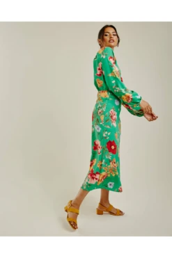 Dusty Pink Floral Chiffon Maxi Dress | Green -Liquosmi Store mHKZCYtV 11530