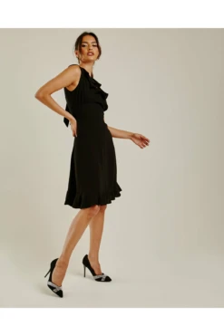 Dusty Pink Ruffled Swing Midi Dress | Black -Liquosmi Store mM2aiMrn 11521