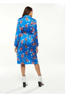 Liquorish Floral Print Shirt Dress In Bright Blue -Liquosmi Store mtWjrHJV 8272